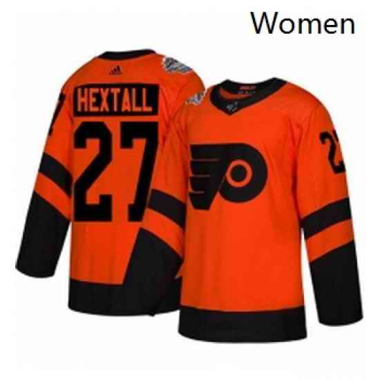 Womens Adidas Philadelphia Flyers 27 Ron Hextall Orange Authentic 2019 Stadium Series Stitched NHL Jersey